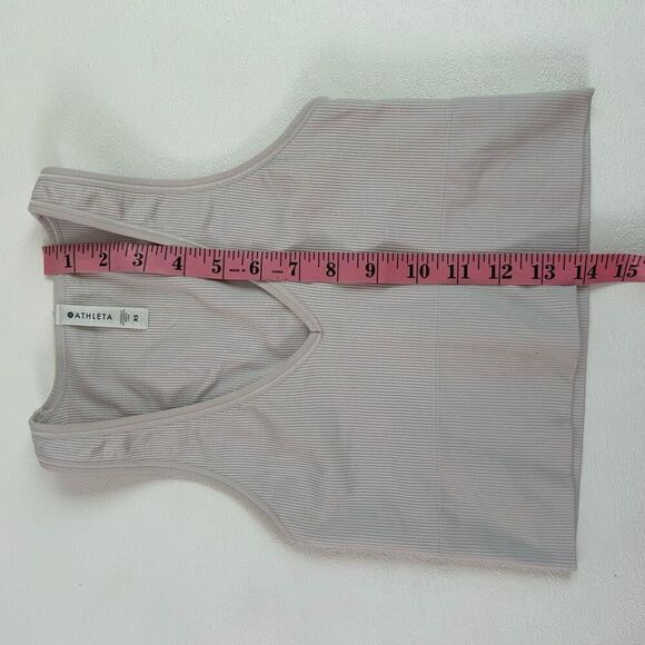 Athleta Ribbed Crop Tank Top Women’s XS Gray V-Neck Sleeveless Activewear - Picture 5 of 5